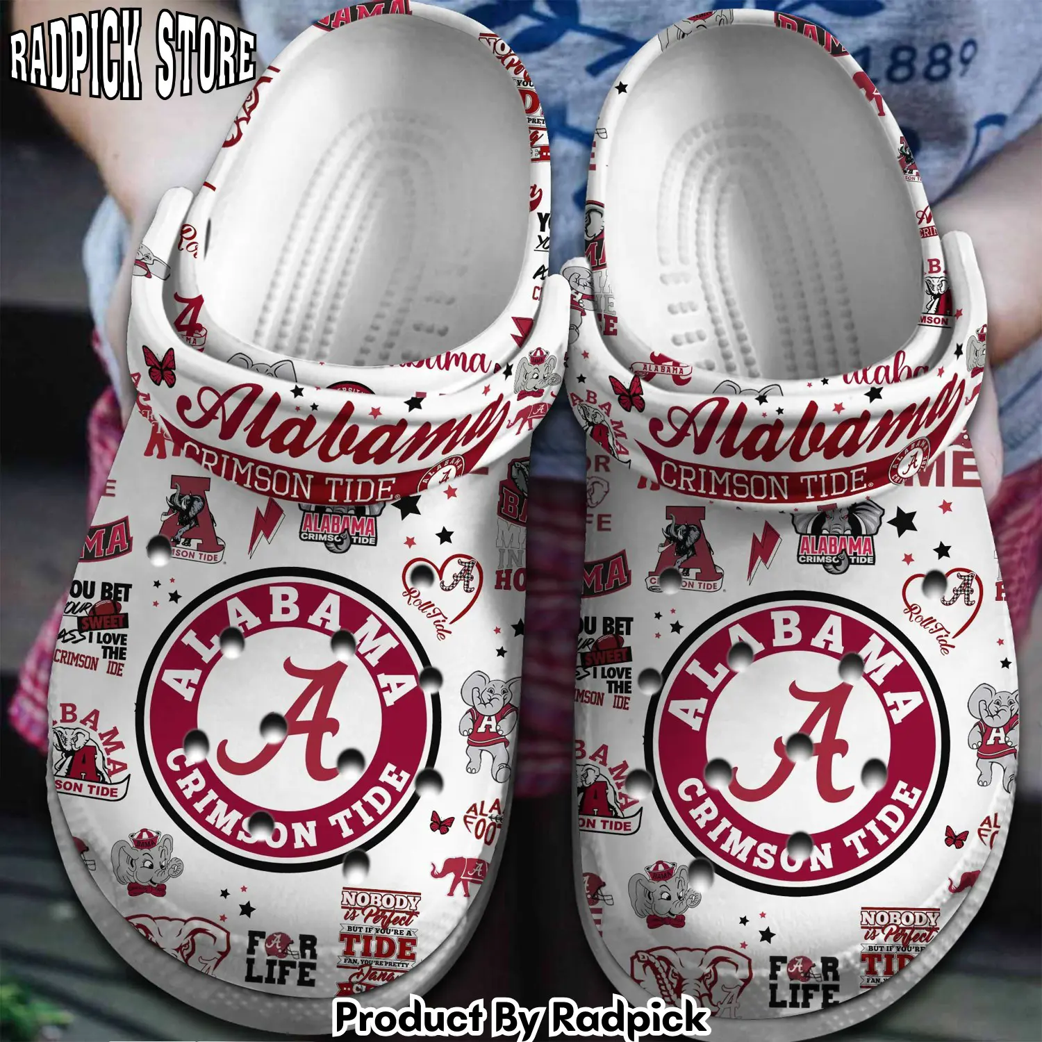 Radpick alabama crimson tide ncaa sport crocss crocband clogs shoes comfortable for men women and kids rp6528295